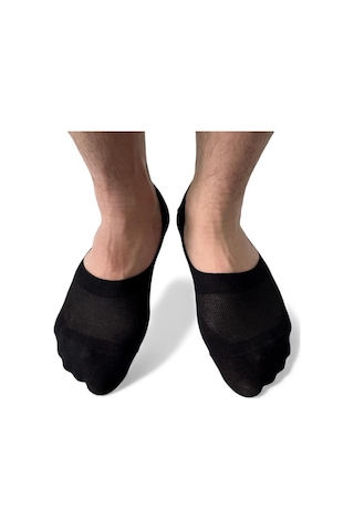 Erkek Görünmez Çorap Kaydırmaz Topuk Silikonlu, Terletmeyen Babet Çorap Siyah