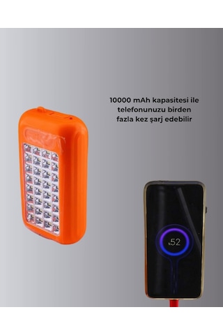 Gold Silver Gs-875 Güneş Enerjili Powerbank Ve 32 Led Işıldak Turuncu