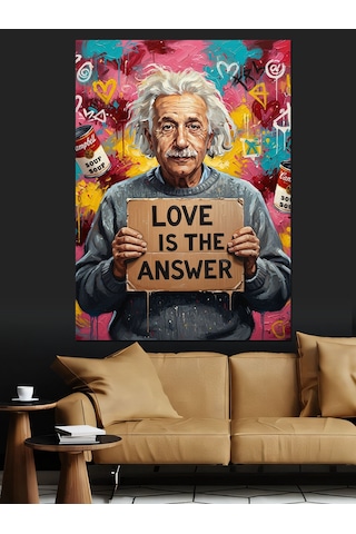 Albert Einstein Aşkın Tatlı Dili Dekoratif Kanvas - Mdf Ahşap Tablo