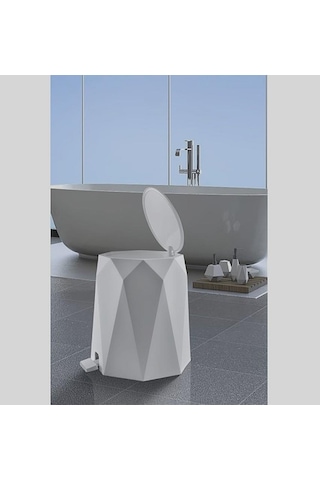 Omnipazar Elf-476 Geo Plastik Pedallı Çöp Kovası 4 Litre Taş Gri