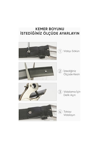 Ac&co / Altınyıldız Classics Erkek Siyah Casual Suni Deri Jean Kot Kemeri Siyah