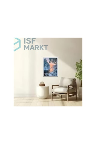 Elmas Boyama Seti - Karlı Nehir Manzarası Tam Yuvarlak Taşlı Dıy 30x40 Cm