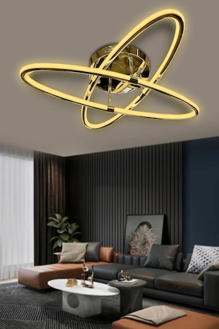 Atom 2 Kollu Çift Yönlü Kumandalı İthal Modern Yüksek Işık Güclü Led Avize - Gold Gold