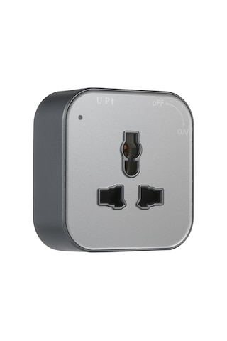 Neevoyu Gri Akrilik Üç Pinli Evrensel Takım, Power Rail Sistemi İçin Kaydırmalı Pratik Soket Adaptörü Gri