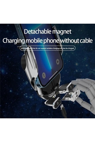 Hfambition Araç İçin Manyetik Kablolu Kablosuz Şarj Cihazı 15w Hızlı Şarj + Otomatik Klem + 360 Döner Telefon Tutucu Type-c, İphone/samsung Uyumlu Diğer