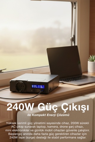 240w Taşınabilir Güç İstasyonu 41600 Mah Kablosuz Şarjlı Solar Destekli Hızlı Şarj 154wh Kapasiteli