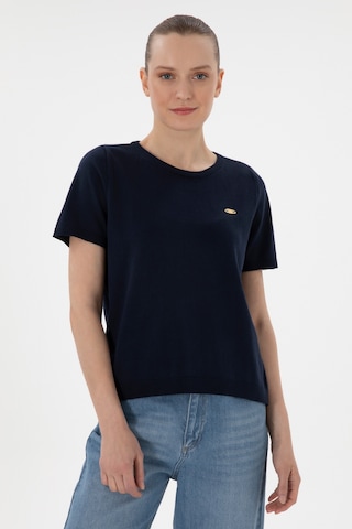 U.S. Polo Assn. Kadın Lacivert Bisiklet Yaka Triko Tişört 50306460-VR033