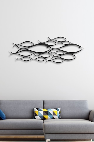 School Of Fish Metal Duvar Dekorasyonu - Siyah