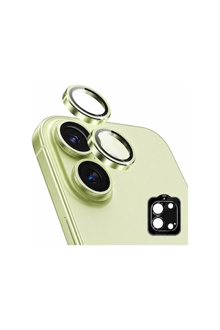 Safir Lens İphone 17 Uyumlu Kolay Kurulum Aparatlı Alüminyum Çerçeveli 9h Kamera Lens Koruyucu Yeşil