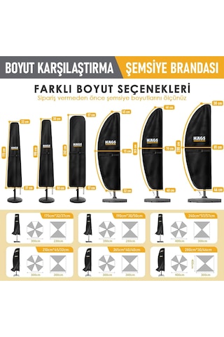 Bahçe Şemsiye Kılıfı, Veranda Parasol Konsol Şemsiyesi Brandası, Koruma Örtüsü, Su Geçirmez, Hava Koşulları Çok Renkli