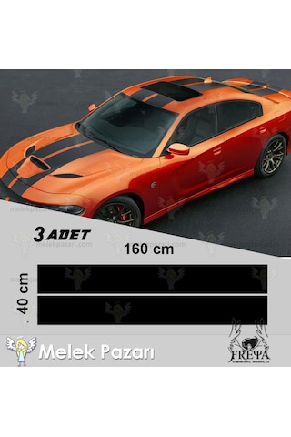 160 x 40cm-Şerit Araba Kaput Sticker, Yarış Şeridi Oto Sticker