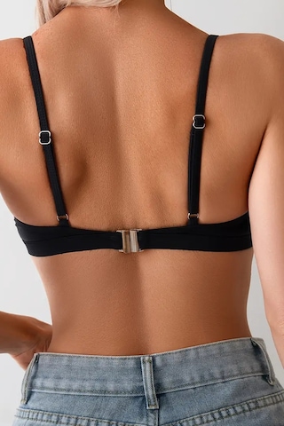 Angelsin Metal Kopçalı Şık Bikini Üstü Çıkartılabilir Kaplı Siyah