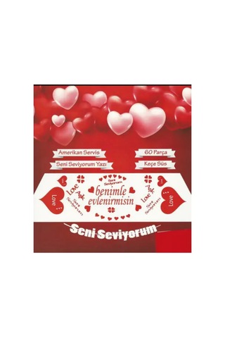 Benimle Evlenirmisin Romantik Evlilik Teklifi Keçe 60 Parça Siyah Kırmızı Masa Süsü Kırmızı Siyah Tüm Yaşlar