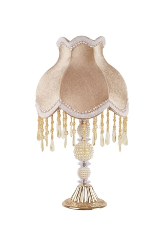 Kadife Kaplı El Yapımı Klasik Gold Model Abajur Altın