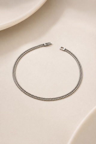 Balenbi Jewelry Kadın Çift Sıralı Boncuk Zincir Kararmaz Çelik Bileklik Gümüş Renk 1125