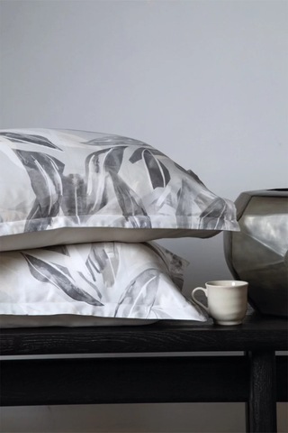 İssimo Home Caliari %100 Pamuk Saten Çift Kişilik Nevresim Takımı Gri - Beyaz
