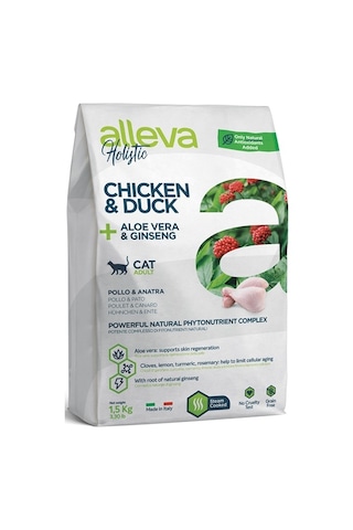 Alleva Holistik Tahılsız Aloe Vera Tavuk ve Ördek Etli Yetişkin Kedi Maması 1500 G Alleva Holistik Tahılsız Aloe Vera Tavuk ve Ördek Etli Yetişkin Kedi Maması 1500 G