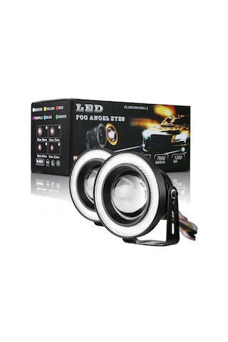 89 Mm Turuncu Mercekli Angel Led Halkalı Sis Far Metal Gövde