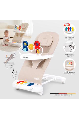 Melo 3in1 Piyanolu Oyuncaklı Tekerlekli Sallanabilir Ana Kucağı
