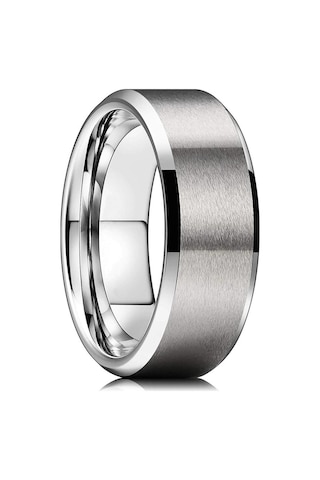 8 Mm Köşeli Düz Model Unisex Kadın Erkek Çelik Alyans Yüzük Cl31 Beyaz