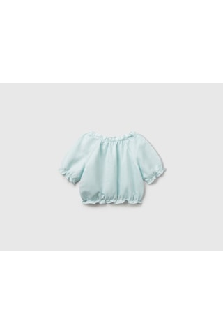 United Colors Of Benetton Benetton Kız Çocuk Mint Bnt-g Keten Bluz Yeşil