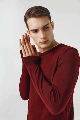 Regular Fit Bordo Tüylenme Yapmayan Bisiklet Yaka Triko Kazak Bordo