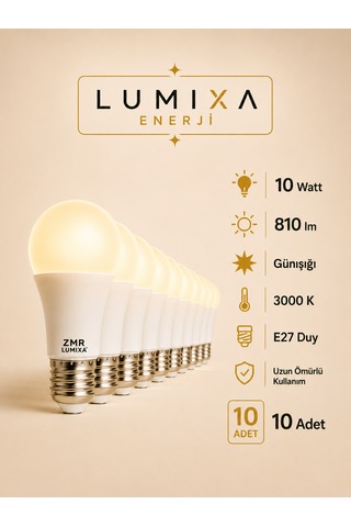 10 Watt 810 Lm Günışığı Renk Ampul 10 Adet