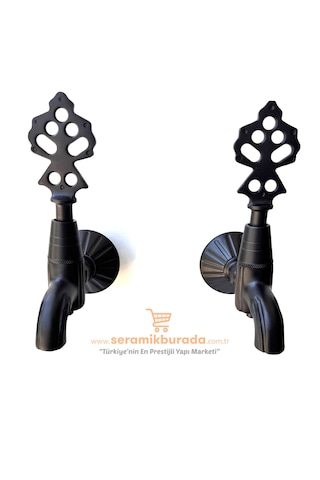 Hamam Taslı İkili Osmanlı Musluğu Siyah Mat Siyah
