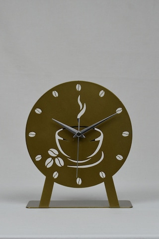 Coffe Model Metal Lazer Kesim Akar Sessiz Mekanizmalı Masa Saati Gold