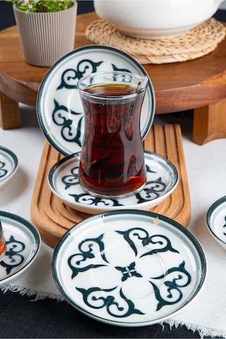 Ahenk 6'lı Porselen Çay Tabağı Seti Beyaz