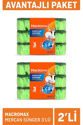 Macromax Mercan Sünger 2 X 3'lü 2'li Avantaj Paketi Mıchu