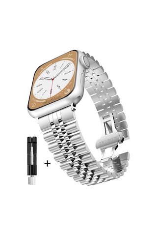 Apple Watch Seri 10 11 Uyumlu 46mm Uyumlu Paslanmaz Çelik Rolex Kordon