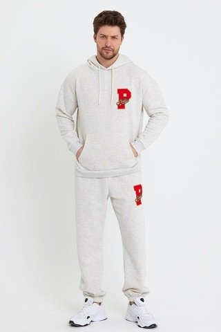Polo State Erkek Jogger 3 İplik Eşofman Altı Kar Melanj