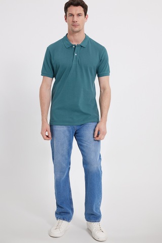 Tudors Erkek Slim Fit Dar Kesim %100 Pamuk Yeşil Polo Yaka Tişört-46205 Yeşil