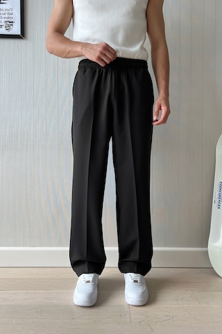 Flaw Atelier Timeless Bel Lastikli Kumaş Pantolon Siyah Siyah