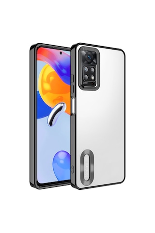 Ekılıf - Xiaomi Redmi Note 11 Pro 5g Uyumlu - Kılıf Kamera Korumalı Logo Gösteren Omega Kapak - Siyah