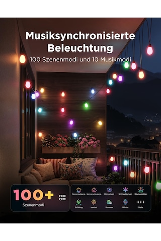 Govee Dış Mekan Peri Işıkları 30m, Rgbıcw Led Peri Işıkları, Ip66 Su Geçirmez, Alexa Ve Google Assistant İle Çalışır, Uygulama Kontrolü, 111 Sahne Modu, Balkon Bahçe Partisi Dekorasyonu İçin Dış Mekan Peri Işıkları Siyah