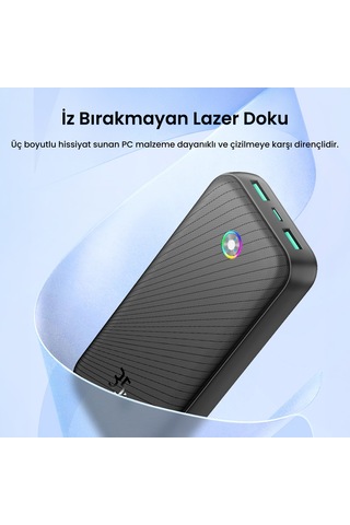 Rocoren 20000mah 35w Powerbank Pd Hızlı Şarj, 3 Çıkışlı Usb-c + Çift Usb-a Tablet Ve Telefonlarla Uyumlu Taşınabilir Şarj Cihazı Siyah