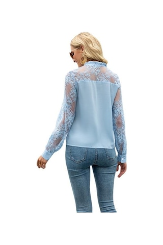 Dantel Uzun Kollu Yaz Yeni Üstler V Yaka Seksi Kadın Pembe