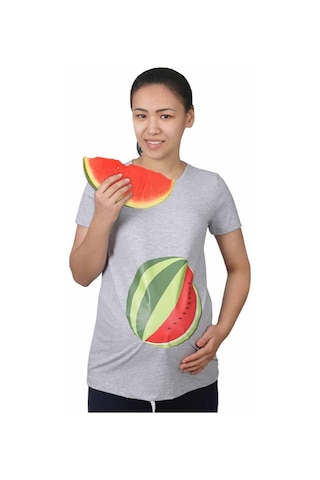 Mummy's Baby Hamile Tişört Karpuz Gri 9239