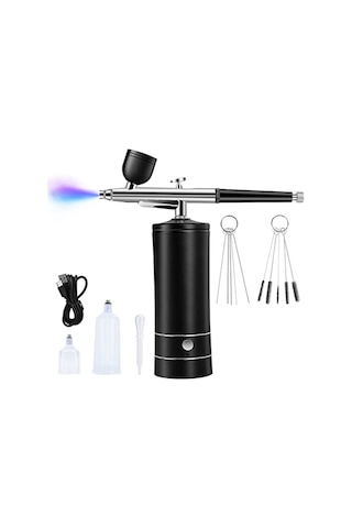 Tangshopping Şarj Edilebilir Akülü Airbrush Kompresörü, 30psı Seti - Siyah