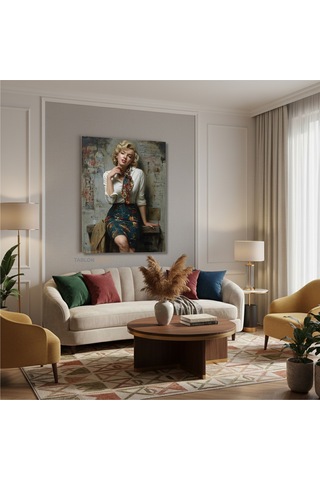 Dikey Kanvas Tablo Salon Duvar Tablosu Mariliyn1 Yeni Ev Hediyesi Ofis Tablosu