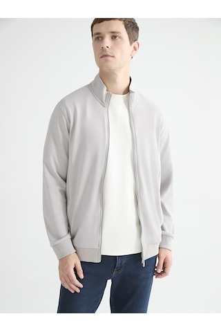LC Waikiki Lc Waıkıkı Gri Rahat Kalıp Dik Yaka Erkek Fermuarlı Sweatshirt