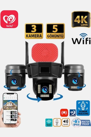 Avenir Av S-308 3 Kameralı Sirenli Wifi Kamera