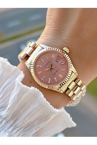 Coliseum Çelik Kordon Takvimli Kadran Özel Tasarım Vintage Seri Kadın Kol Saati+bileklik Ps.8341.m3 Sarı