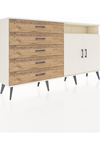 Arges Konsol 2 Raflı 5 Çekmeceli 2 Kapaklı 176x30x99 Aytaşı-aytaş Aytaşı-aytaşı/çam