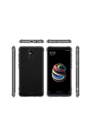 Blogy Red Mı 5 Plus İle Uyumlu Crystal Fit Kılıf Smoke Black
