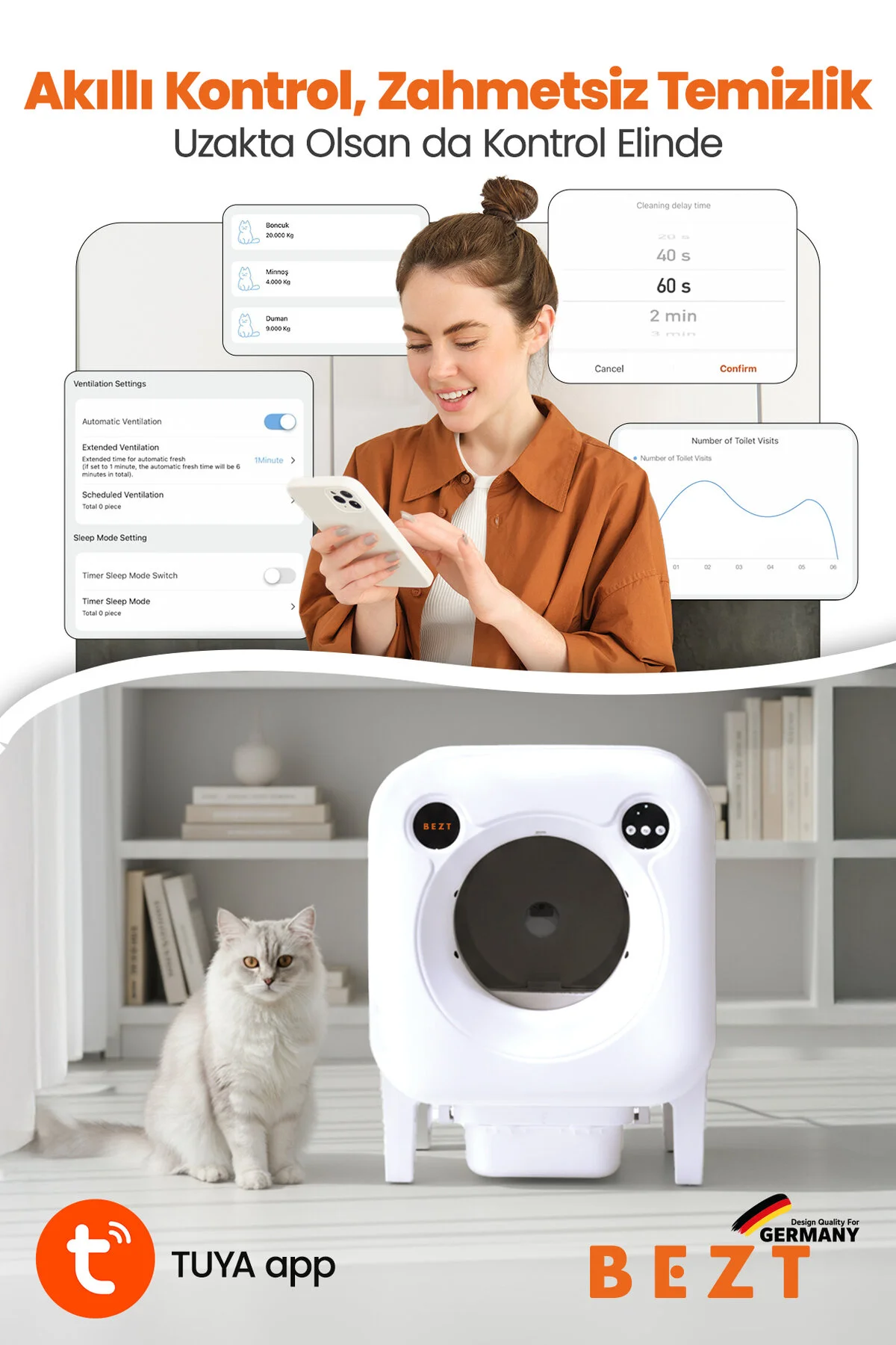 Bezt Smart Cat Pro Kameralı Otomatik Akıllı Kedi Tuvaleti