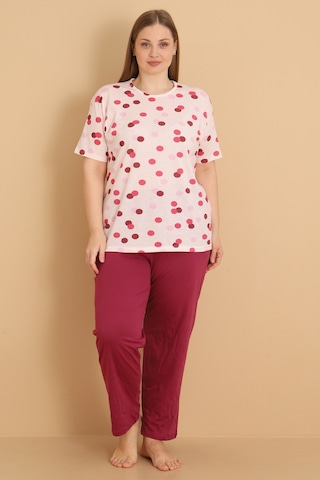 Wordex Mirano 4505 Kısa Kollu Penye Büyük Beden Kadın Pijama Takımı Pembe
