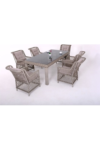 Gardenya Bahçe Flexy Home Garden Roza Ritim Rattan 100 180 Masalı Bahçe Balkon Ve Teras Mobilya Takımı Gri